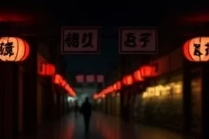 打烊店铺门口亮着的第二盏灯