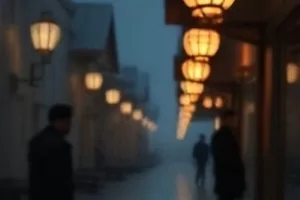 长夜里一盏路灯照着的空长椅