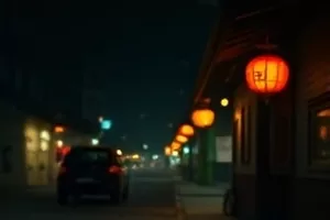 霓虹灯收摊后的街角与卷帘门
